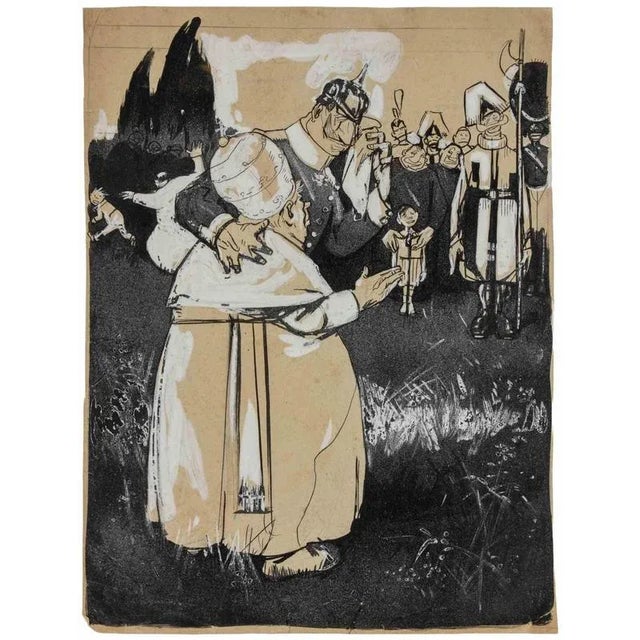 The Pope's Visit is a modern artwork realized by Gabriele Galantara (1865-1937) in 1908. Watercolor, tempera, ink and...