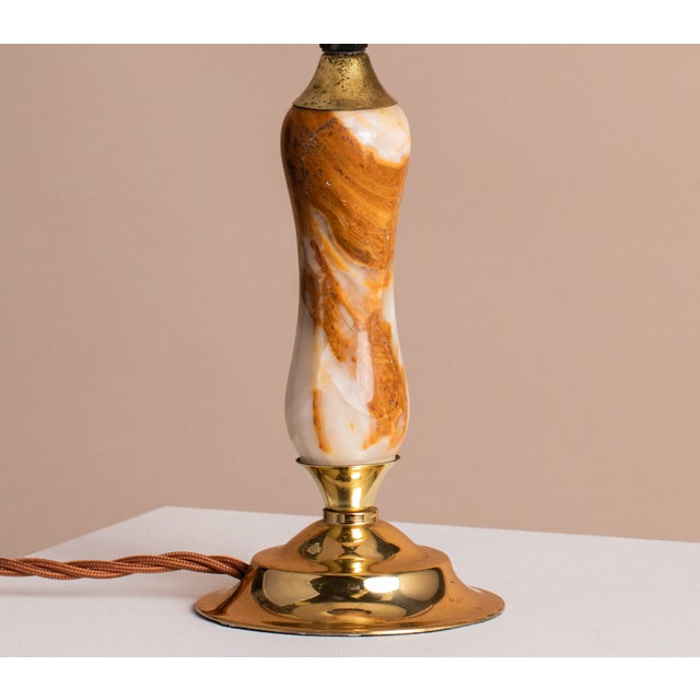 A beautiful and unique Mid-Century Onyx & polished Brass table lamp. Carefully restored to its former glory. Rewired with...