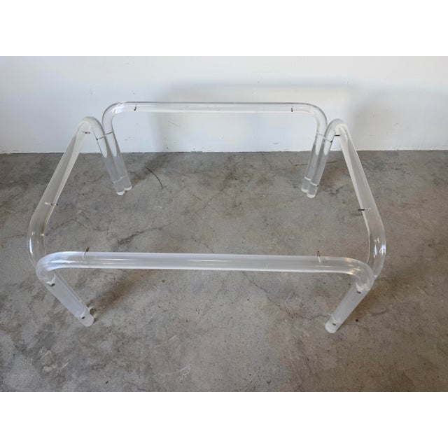 Glass 1970s Vintage Karl Springer / Charles Hollis Jones Style Tubular Lucite & Glass Coffee Table For Sale - Image 7 of 12
