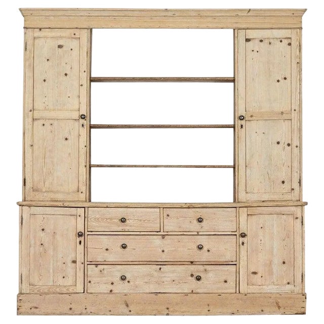 Large English Pine Open Back Dresser, 1870s For Sale