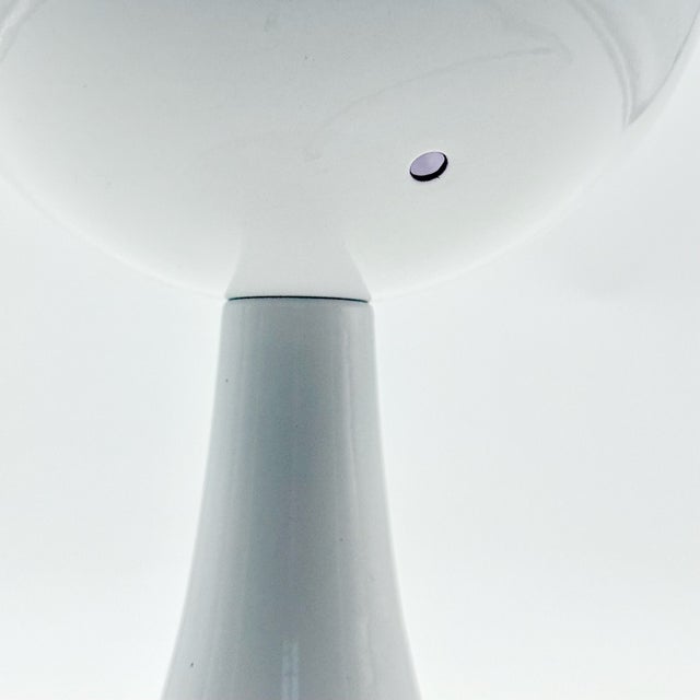 White Vintage Tulip Table Lamp with Purple Interior Shade, 1990s For Sale - Image 8 of 13