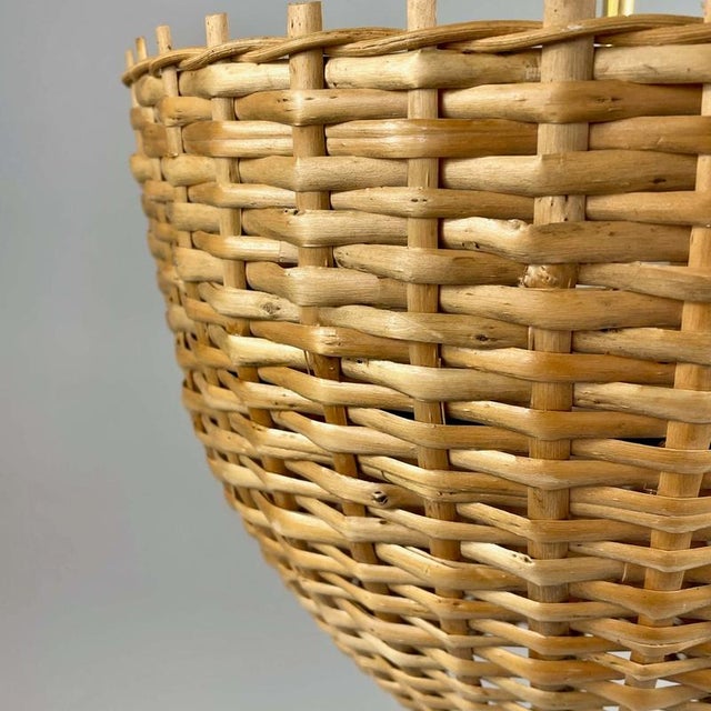Tan Mid-Century Rattan and Brass Pendant Light, Sweden, 1950s For Sale - Image 8 of 18
