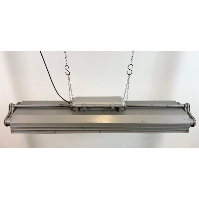 1970s Grey Industrial Hanging Tube Light from Polam Gdansk, 1970s For Sale - Image 5 of 18