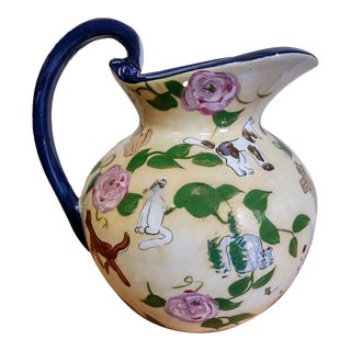 Late 20th Century Lesal Ceramics Hand Formed Cat Pitcher For Sale