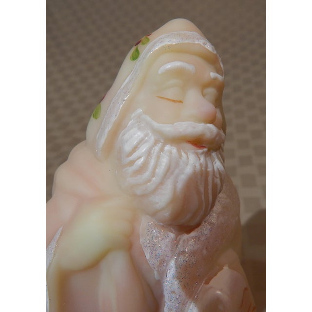 Contemporary Late 20th Century Fenton Art Glass Burmese Sculpture Santa Claus Figurine Serial #75 Hand Painted D. Fredrick For Sale - Image 3 of 15