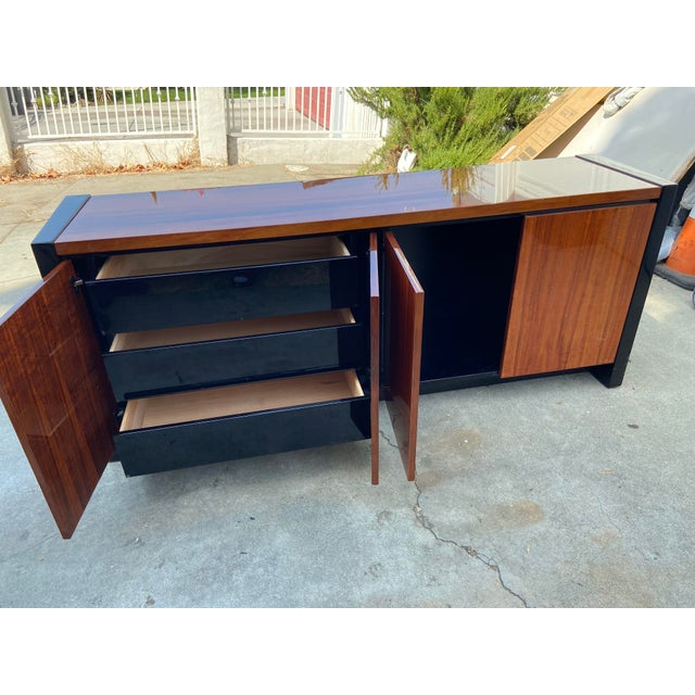 Vintage Henredon Elan Collection Black Lacquer and Koa Wood Credenza Sideboard For Sale - Image 10 of 18