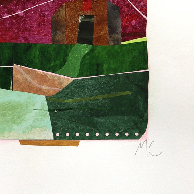 2020s Texas in Fuschia - Original Colorful Architectural Landscape Collage Art on Paper For Sale - Image 5 of 7