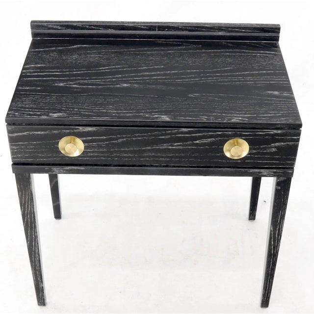 Jay Spectre Cerused Oak Black and White Small One Drawer Console Writing Table Desk For Sale - Image 4 of 11