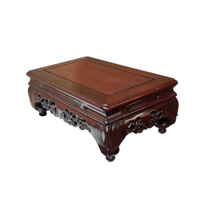 1990s 17" Reddish Brown Wood Rectangular Dragon Crawl Legs Display Stand Riser For Sale - Image 5 of 11