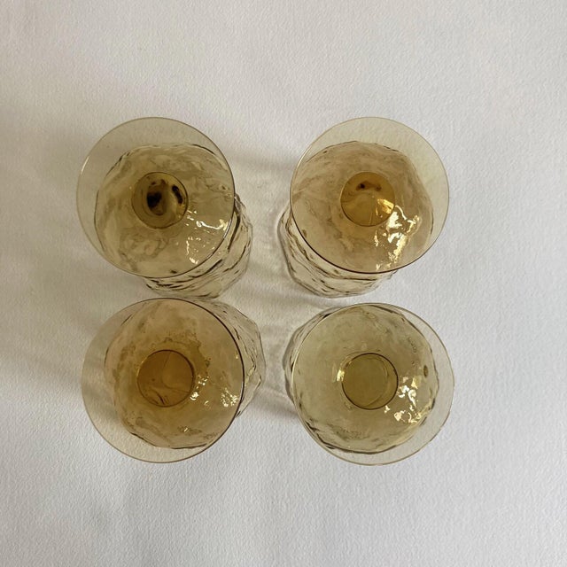 Vintage Morgantown Amber Crinkle Glass Goblets - Set of 4 For Sale - Image 9 of 9
