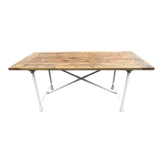 Restoration Hardware Reclaimed Solid Wood & Iron Table 72” For Sale