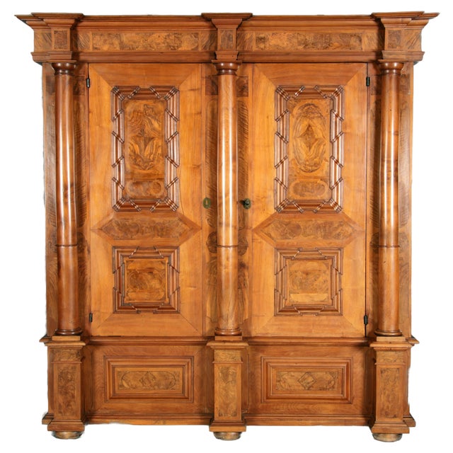 Baroque Wardrobe in Walnut, Basel, Switzerland, 1720s For Sale