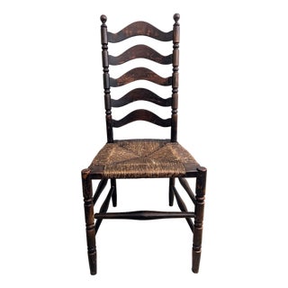 Antique Heywood Wakefield Ladder Back Chair Original Finish Rush Seat For Sale