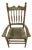 Vintage American Primitive Distressed Green Spindle-Back Rush-Seat Armchair For Sale