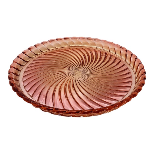 Large Baccarat Rose Tiente Round Tray For Sale