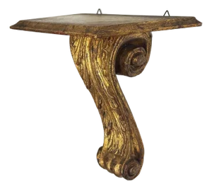 Vintage Gilt Wood Scrolled Acanthus Leaf Wall Shelf