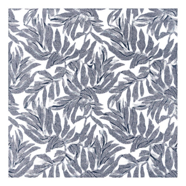 Sample - Schumacher Tayrona Palm Mosaic Sisal Wallcovering In Pacific Ocean Hues For Sale