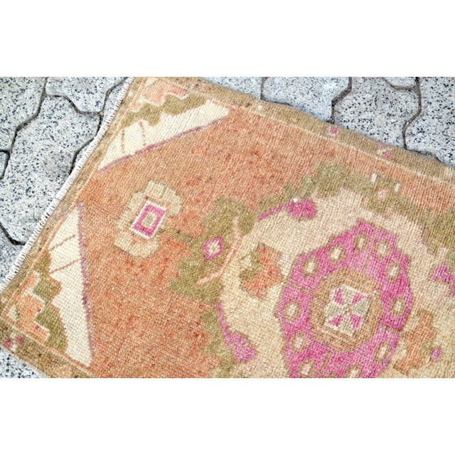 1960s Orange Handmade Turkish Entryway Rug For Sale - Image 4 of 6