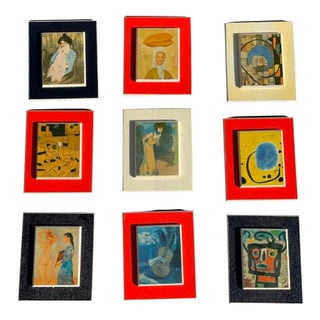 Midcentury Framed Art Tiles Reproduction - Set of 9 For Sale