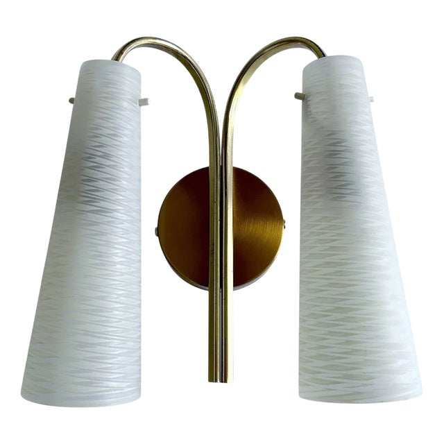 Vintage Glass Sconce from Hillebrand Leuchten, 1950s For Sale