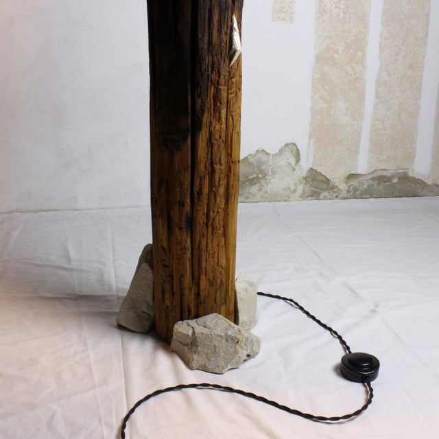 Totem Lamp - Sculptural Wood and Stone Floor Lamp by Gabor Gobi For Sale - Image 4 of 9