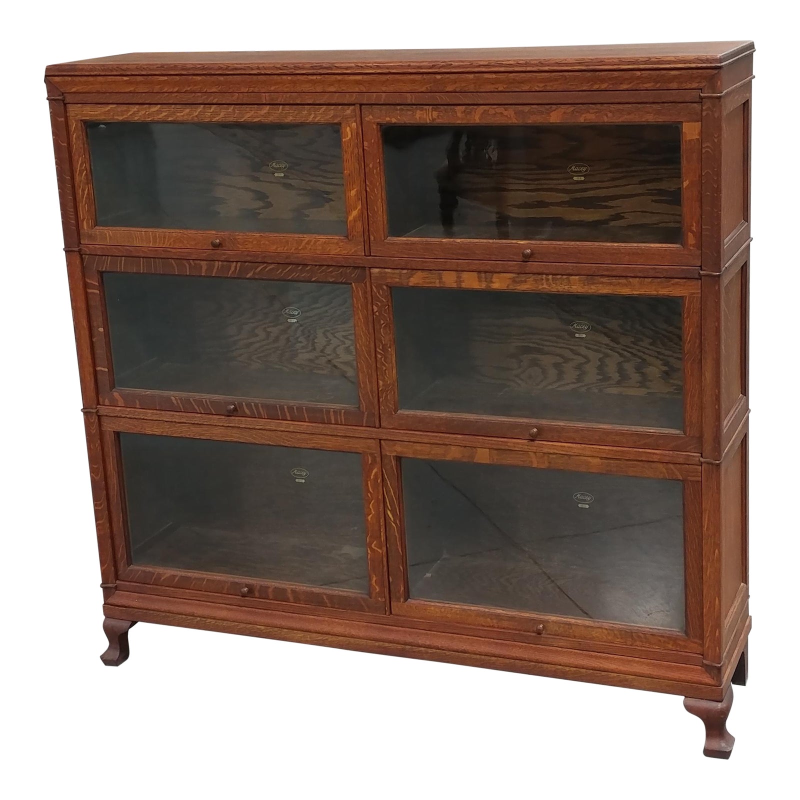 C.1900 Macey Antique Oak Double Barrister Bookcase Chairish