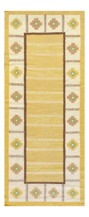 Mid-Century Swedish Hand-Woven Flatweave Wool Rug