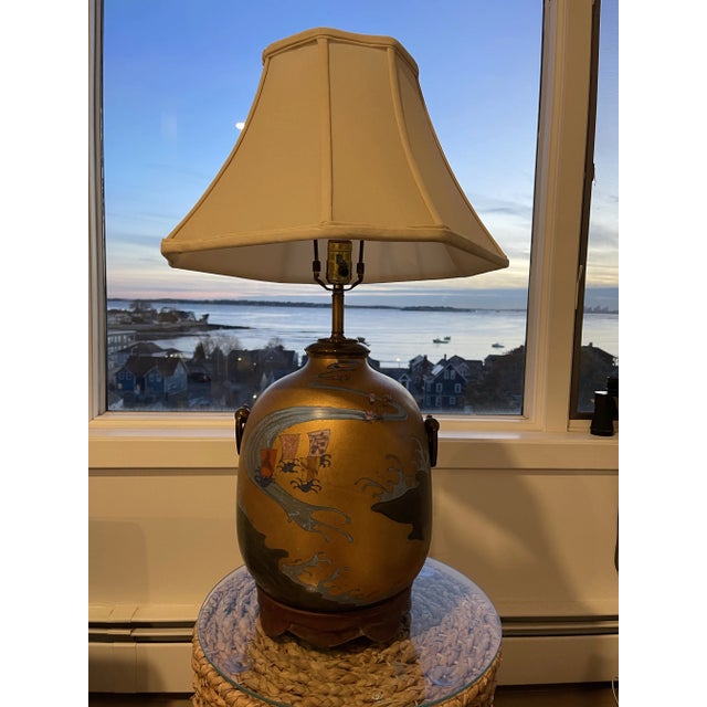 This beautiful unique lamp was left in the attic of a house we bought so we don’t know much about it . The age is a guess...