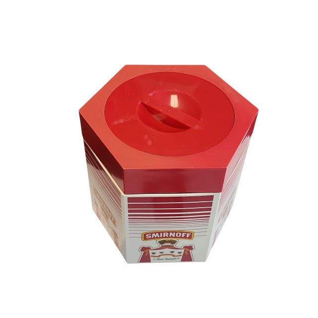 Superb rare find for USA, vintage Smirnoff Vodka bar ice bucket in excellent collection. Made in Italy by R2S Monza for...