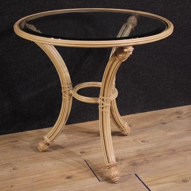 Italian Iron Side Table with Glass Top, 1970 For Sale - Image 3 of 13