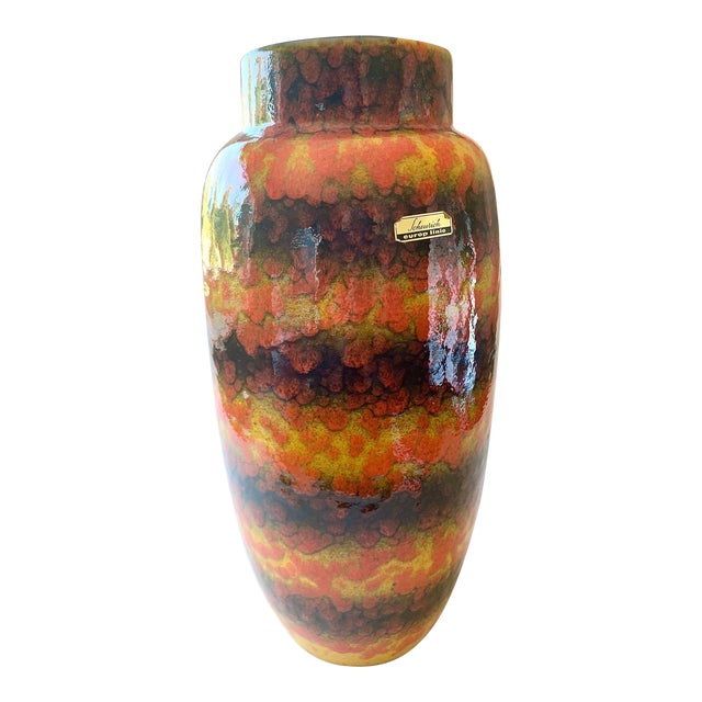 West Germany Fat Lava Floor Vase by Bay Keramik For Sale