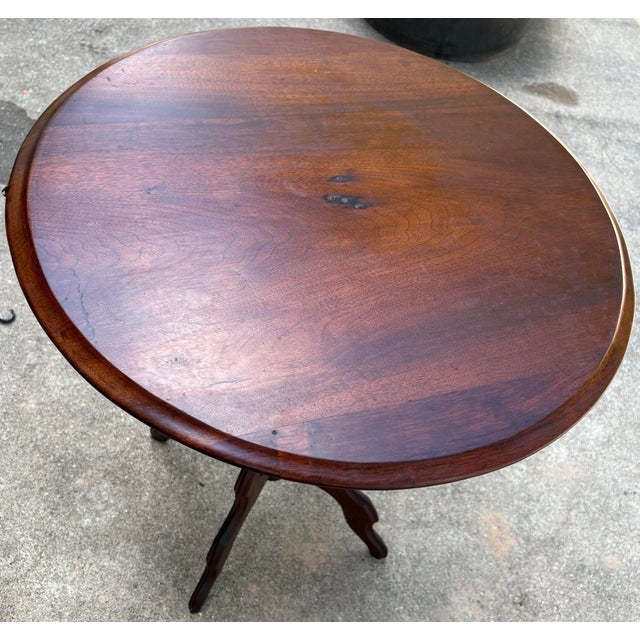 Brown Antique Tilt Top Victorian Side Table For Sale - Image 8 of 11