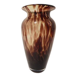 1960s Vintage Tortoise Shell Print Glass Vase