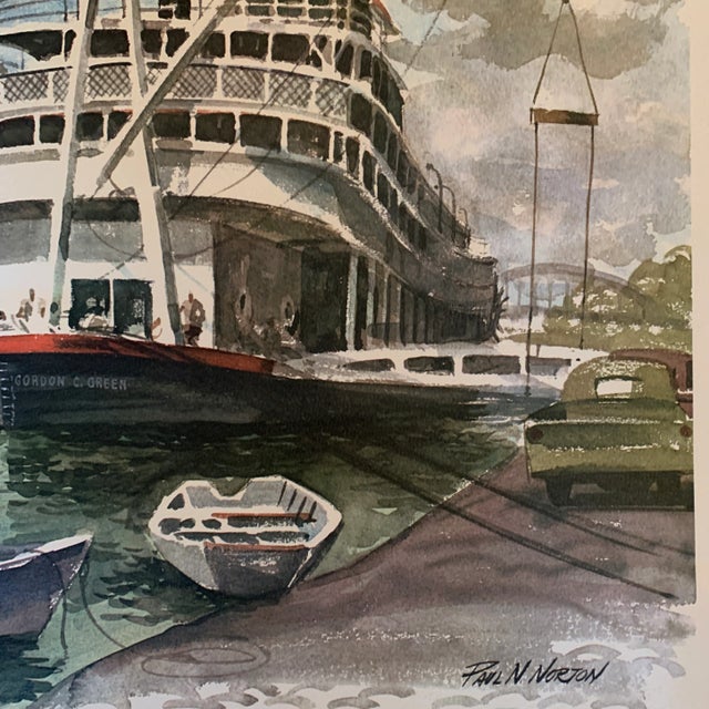 Blue Mid 20th Century Architectural and Coastal Prints - Set of 3 For Sale - Image 8 of 13