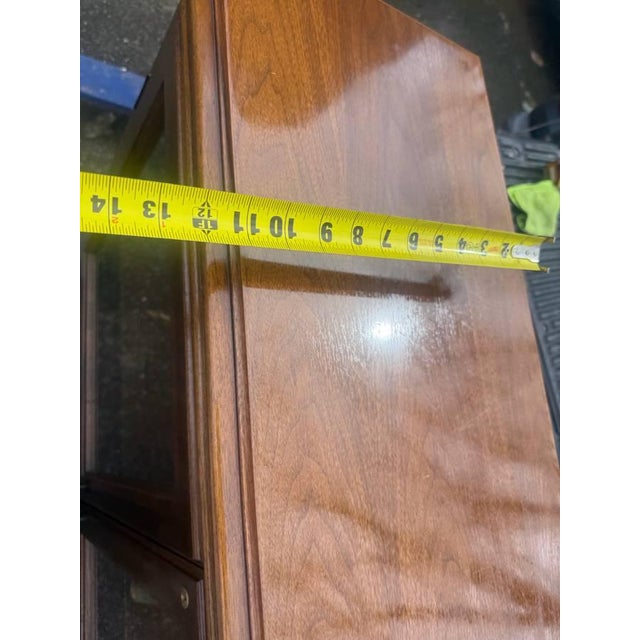 Brown Late 20th Century Traditional-Style Walnut Wood 2 Glass Door Bookcase or Display Cabinet For Sale - Image 8 of 14