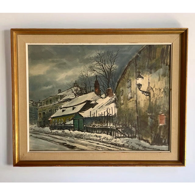 Modernist Viktor Pipal (1887-1971) Winter Village Lithograph For Sale - Image 4 of 10