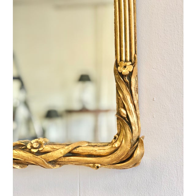 Mid 20th Century Vintage Giltwood Reeded Mirror For Sale - Image 5 of 10