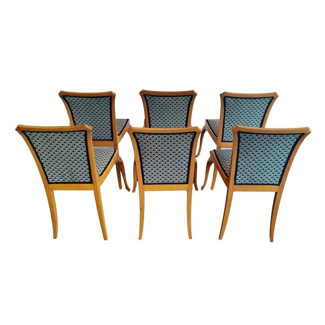 Wood Vintage German Art Deco Dining Chairs in Pear Wood, 1890s, Set of 6 For Sale - Image 7 of 8