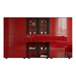 Italian Sideboard in Glossy Chinese Red Lacquer by Cappellini, 1990 For Sale