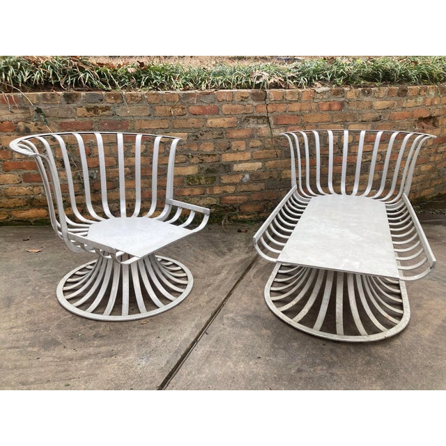 Woodard Furniture Co. Mid 20th Century Woodard Patio Chaise and Lounge Chair, Attributed to Herbert Saiger - Set of 2 For Sale - Image 4 of 12
