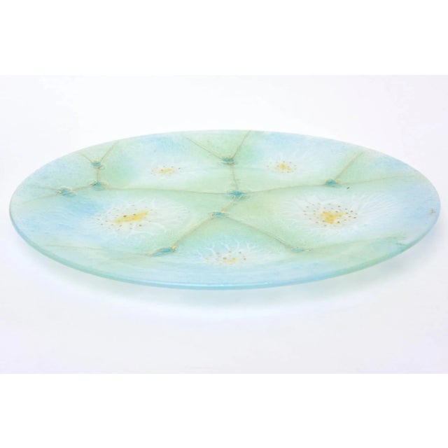 Mid-Century Modern Vintage Signed Higgins Fused Glass Platter Amoeba Pattern , 1960's For Sale - Image 3 of 8