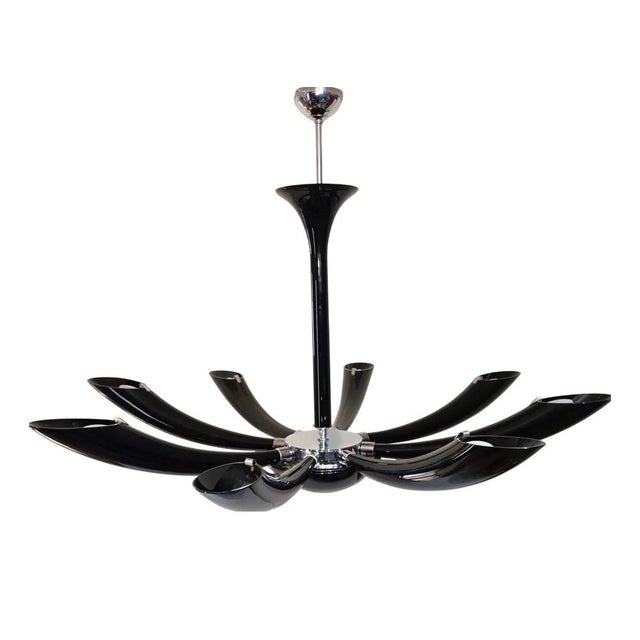 Large Postmodern Murano Glass Nero Infinito Ceiling Light by Seguso for Gallery Gritti Milano, 1990s For Sale - Image 12 of 12