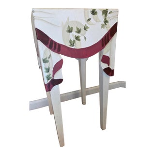 Late 20th Century Trompe L’oeil Faux Draped Wood Side Table For Sale