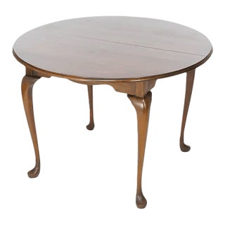 Harden Furniture Attributed Solid Cherry Queen Anne 42" X 42" Round Dining Table Extending to 74" - Late 20th Century For Sale