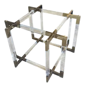 Charles Hollis Jones Vintage CHJ Lucite & Brass Metric Dining Table Base