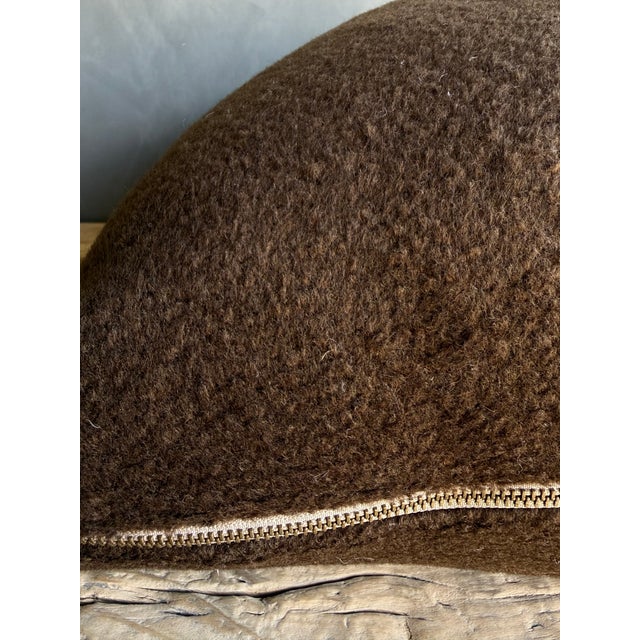 Chocolate Brown Accent Pillow With Down Insert 100% Wool For Sale - Image 4 of 5