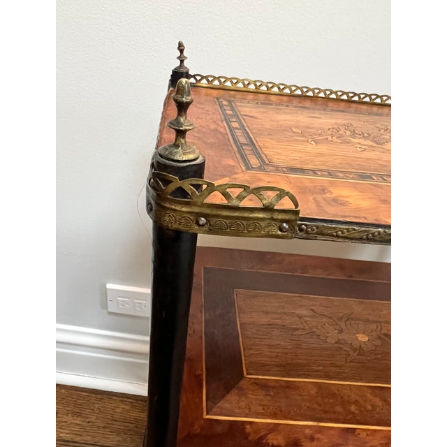 18th Century 18th Century French Louis XVI 3-Tier Marquetry Inlaid Table Etagère With Ebonized Legs For Sale - Image 5 of 8
