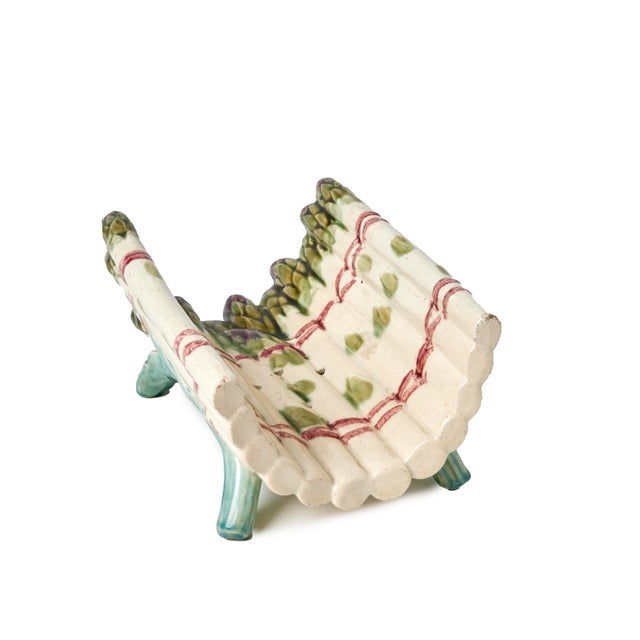 A vibrant example of a leaf footed Majolica asparagus tray in fine condition.