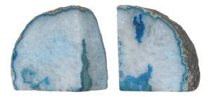 1970s Blue Quartz Stone Bookends Ethereal Blue