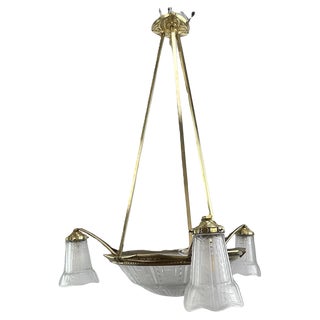 Art Deco Bronze Ceiling Lamp by P. Maynadier, 1930s For Sale